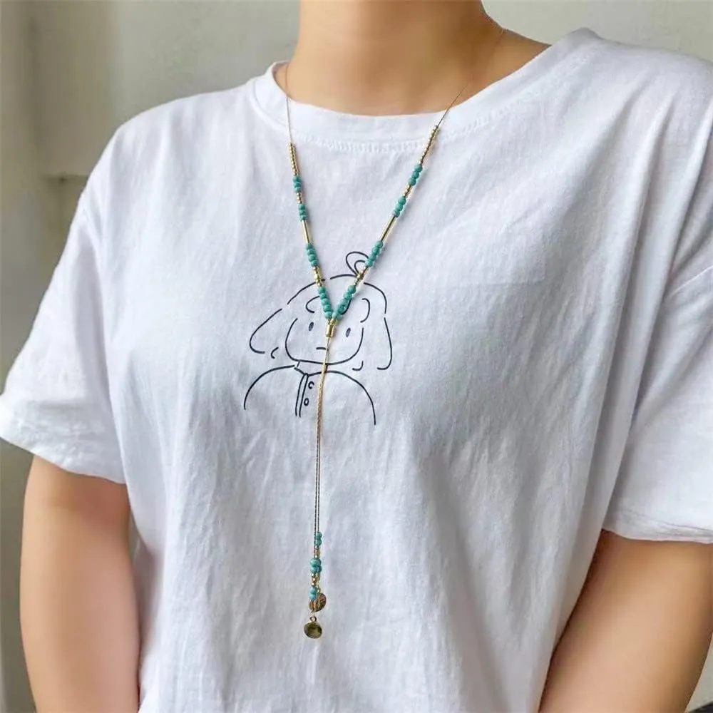 Boho Necklaces for Women Layered Turquoise Beaded Choker Necklace Western Jewelry for Women Sequin Coin Necklace Country Necklace Bohemian Boho Jewelry for Women Western Necklaces Summer Beach Necklace