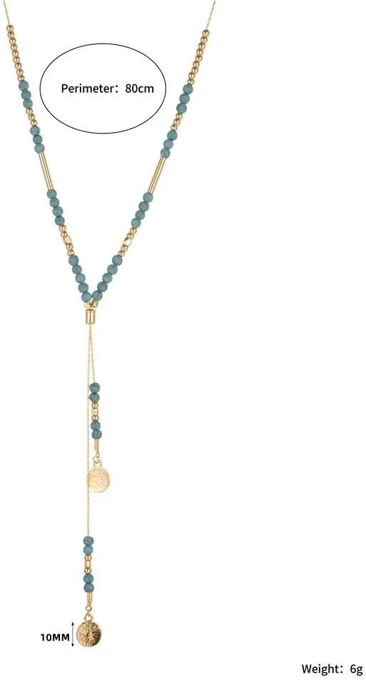 Boho Necklaces for Women Layered Turquoise Beaded Choker Necklace Western Jewelry for Women Sequin Coin Necklace Country Necklace Bohemian Boho Jewelry for Women Western Necklaces Summer Beach Necklace