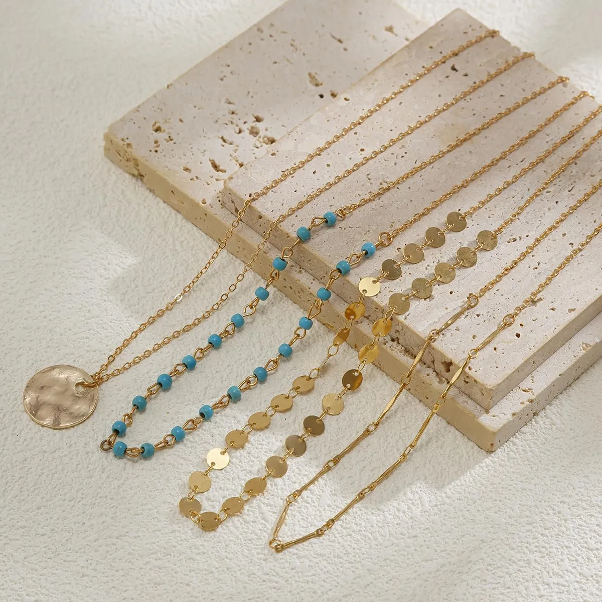 Boho Necklaces for Women Layered Turquoise Beaded Choker Necklace Western Jewelry for Women Sequin Coin Necklace Country Necklace Bohemian Boho Jewelry for Women Western Necklaces Summer Beach Necklace