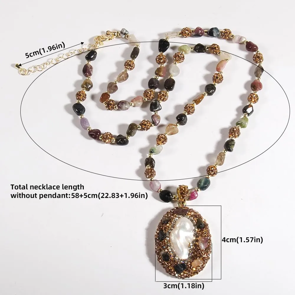 Boho Necklaces for Women/Men Trendy,32/35/36 Inch Natural Stone Beaded Long Pendant Necklaces for Womens,Handmade Bohemian Fashion Chakra Chunky Statement Charm Necklace Jewelry Gift