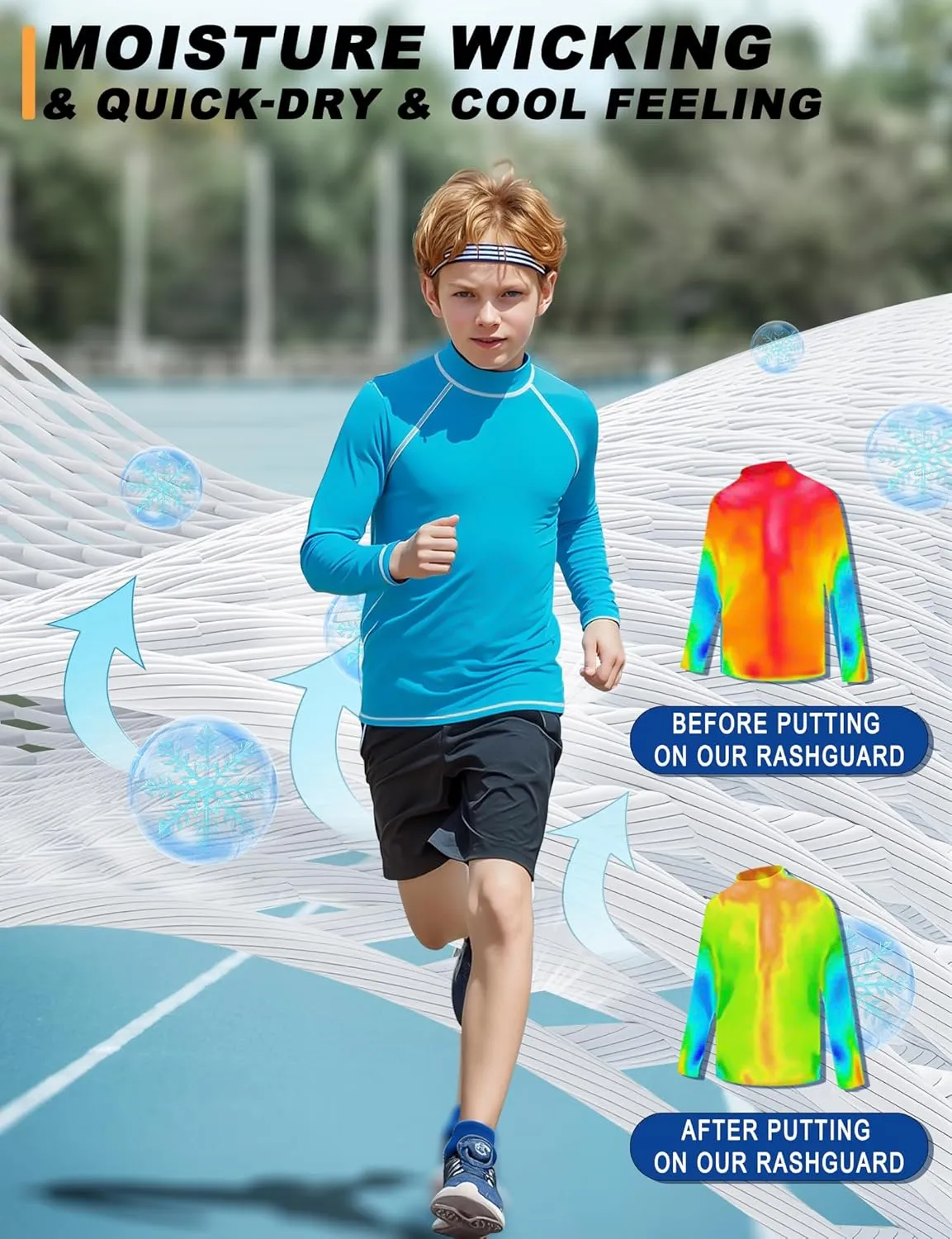 Boys Rash Guard Swim Shirt Long Sleeve UPF 50  Rashguard Quick Dry Kids Youth Fishing Water Sun UV SPF Swimwear Tops