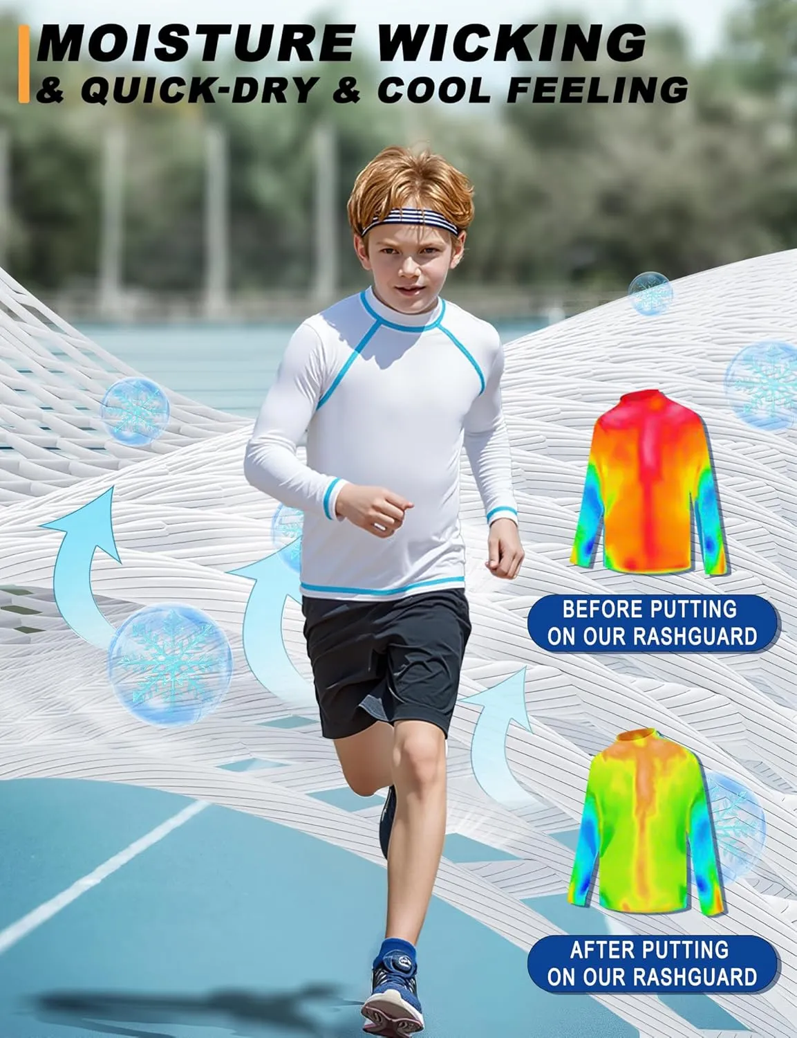 Boys Rash Guard Swim Shirt Long Sleeve UPF 50  Rashguard Quick Dry Kids Youth Fishing Water Sun UV SPF Swimwear Tops