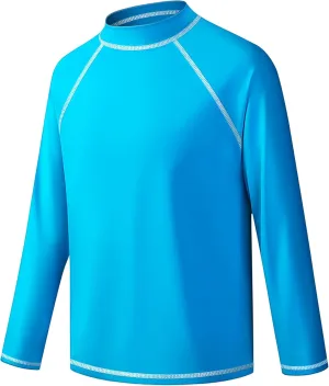 Boys Rash Guard Swim Shirt Long Sleeve UPF 50  Rashguard Quick Dry Kids Youth Fishing Water Sun UV SPF Swimwear Tops