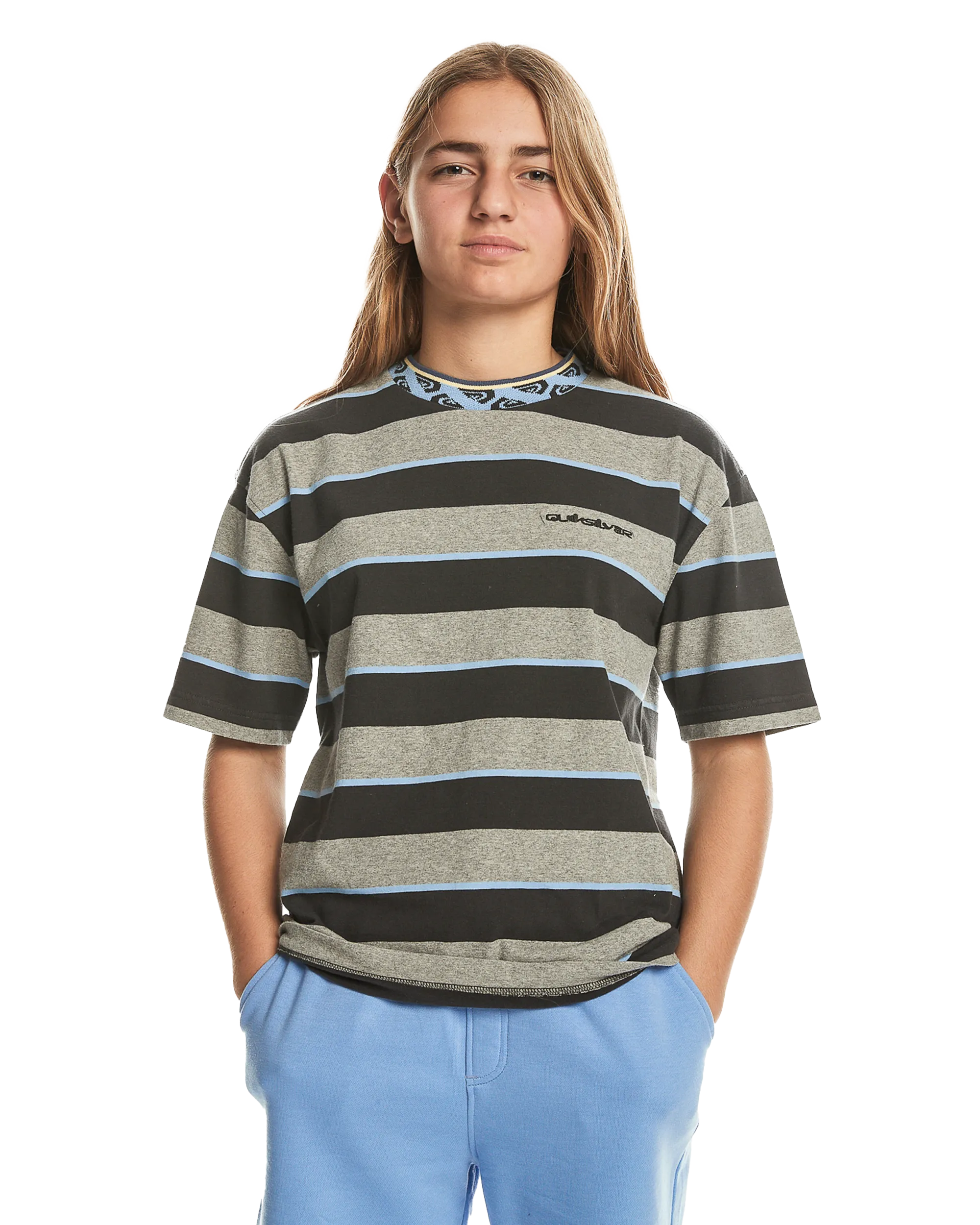 Boys Stripe T-Shirt in Tarmac Stripe