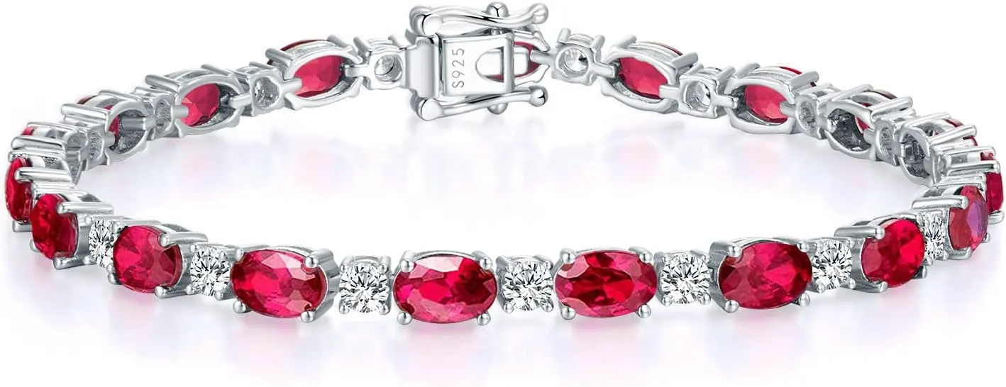 Bracelets for Women Sterling Silver Gemstone Tennis Bracelets Birtstone Anniversary Birthday Jewelry Gifts for Women 7 Inches
