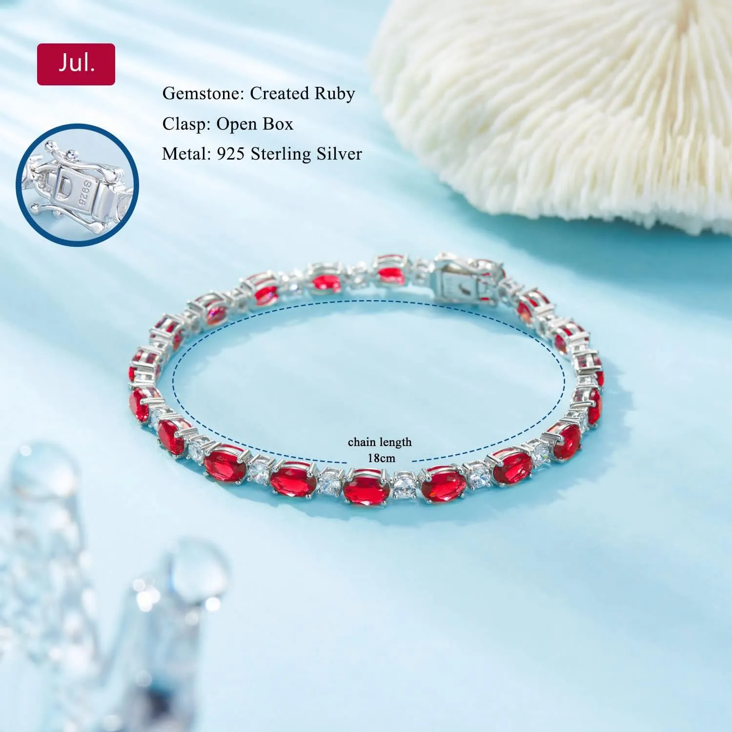 Bracelets for Women Sterling Silver Gemstone Tennis Bracelets Birtstone Anniversary Birthday Jewelry Gifts for Women 7 Inches
