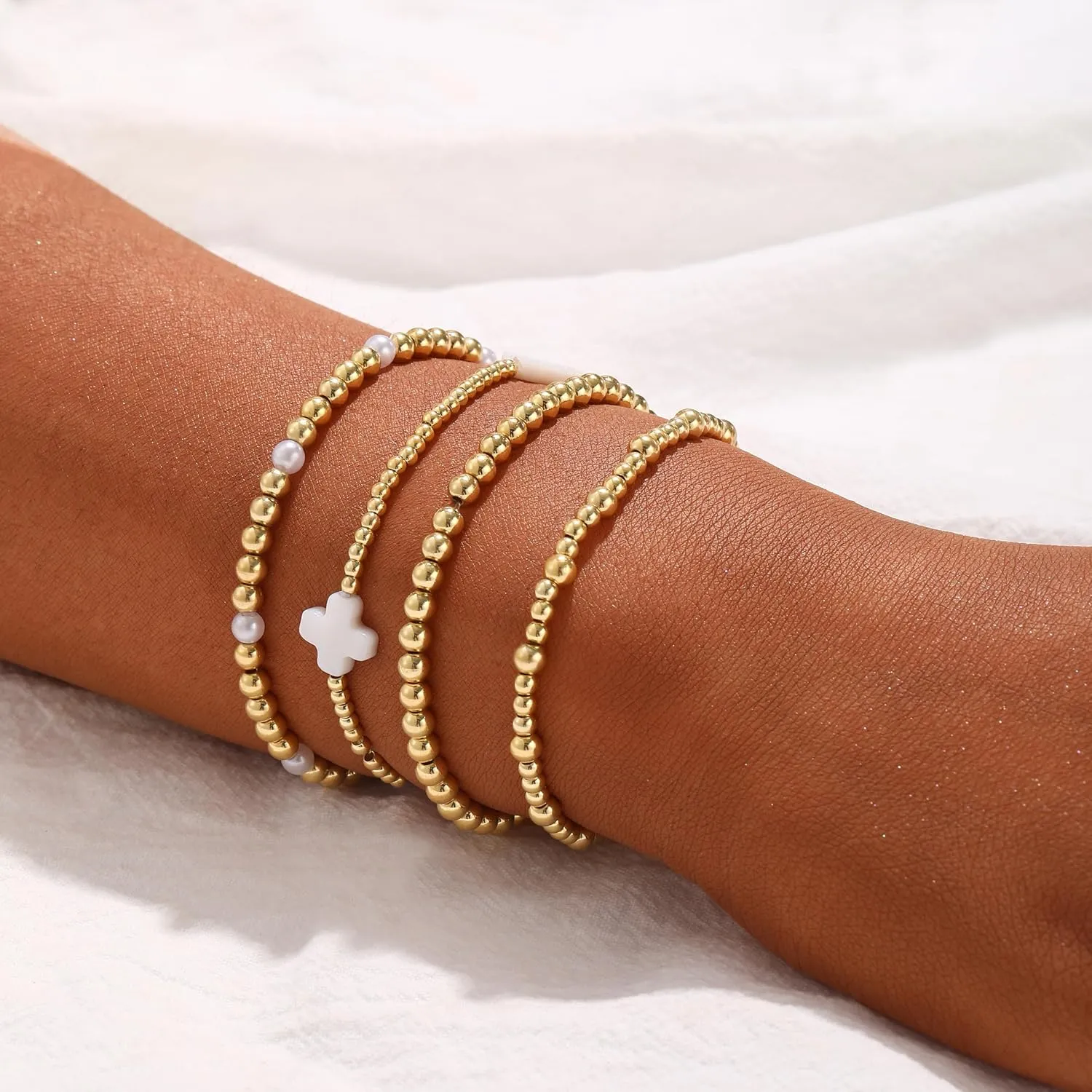Bracelets for Women, Waterproof 14K Gold/Silver Plated Stackable Bracelets for Women Non Tarnish Trendy Dainty Paperclip Figaro Box Herringbone Hand Chain Bracelet Pack Stack Adjustable Jewelry for Women