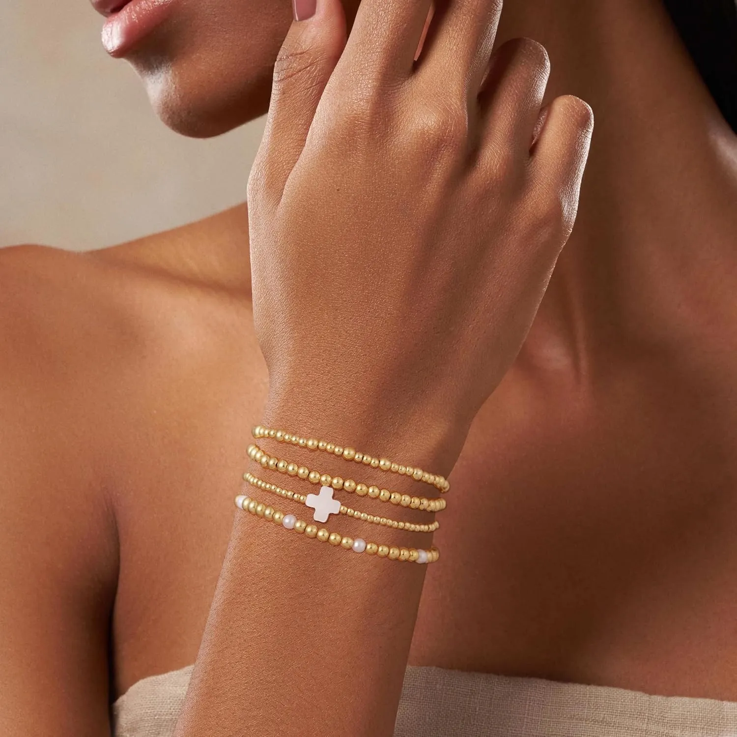 Bracelets for Women, Waterproof 14K Gold/Silver Plated Stackable Bracelets for Women Non Tarnish Trendy Dainty Paperclip Figaro Box Herringbone Hand Chain Bracelet Pack Stack Adjustable Jewelry for Women