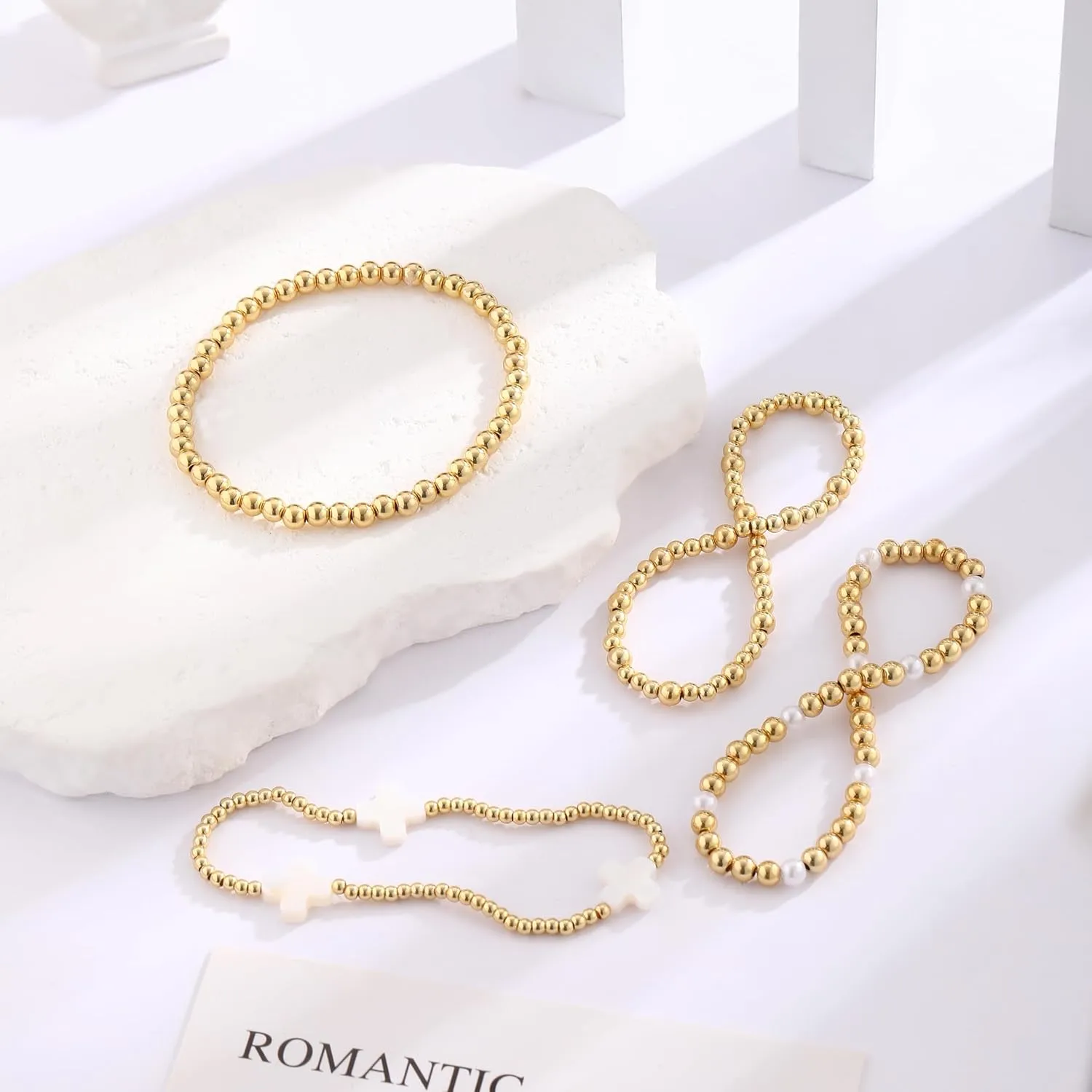 Bracelets for Women, Waterproof 14K Gold/Silver Plated Stackable Bracelets for Women Non Tarnish Trendy Dainty Paperclip Figaro Box Herringbone Hand Chain Bracelet Pack Stack Adjustable Jewelry for Women