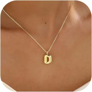 Bubble Gold Silver Letter Necklace Initial Necklaces for Women Trendy 14K Dainty Charm Pendant Name Necklace Personalized Jewelry Gift for Women Teen