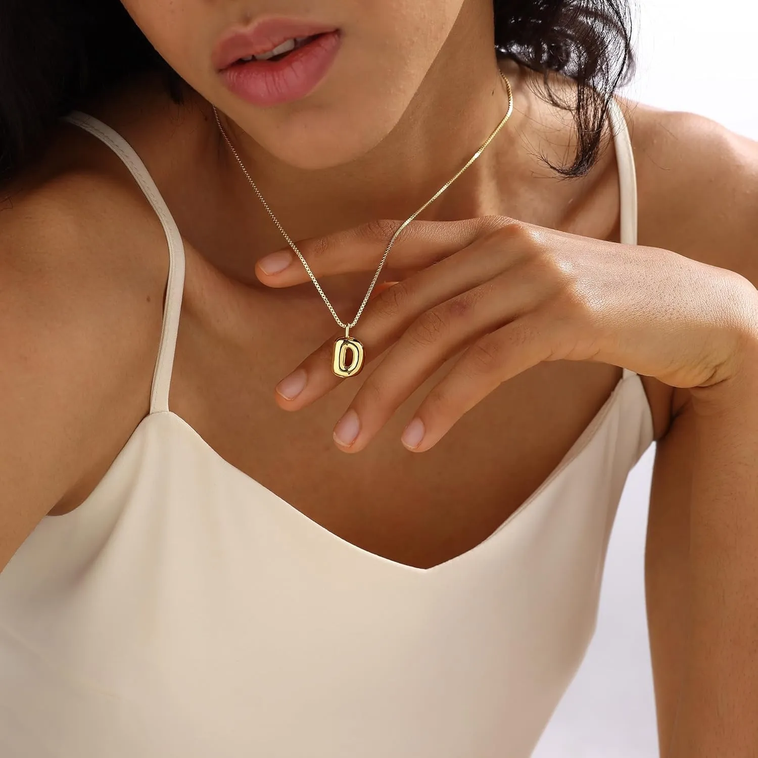 Bubble Gold Silver Letter Necklace Initial Necklaces for Women Trendy 14K Dainty Charm Pendant Name Necklace Personalized Jewelry Gift for Women Teen