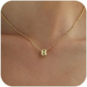 Bubble Letter Necklace Gold, Dainty Initial Necklaces for Women 14K Gold Plated Small A to Z Name Necklace Personalized Simple Initial Pendant Cute Choker Necklaces for Women Trendy Jewelry