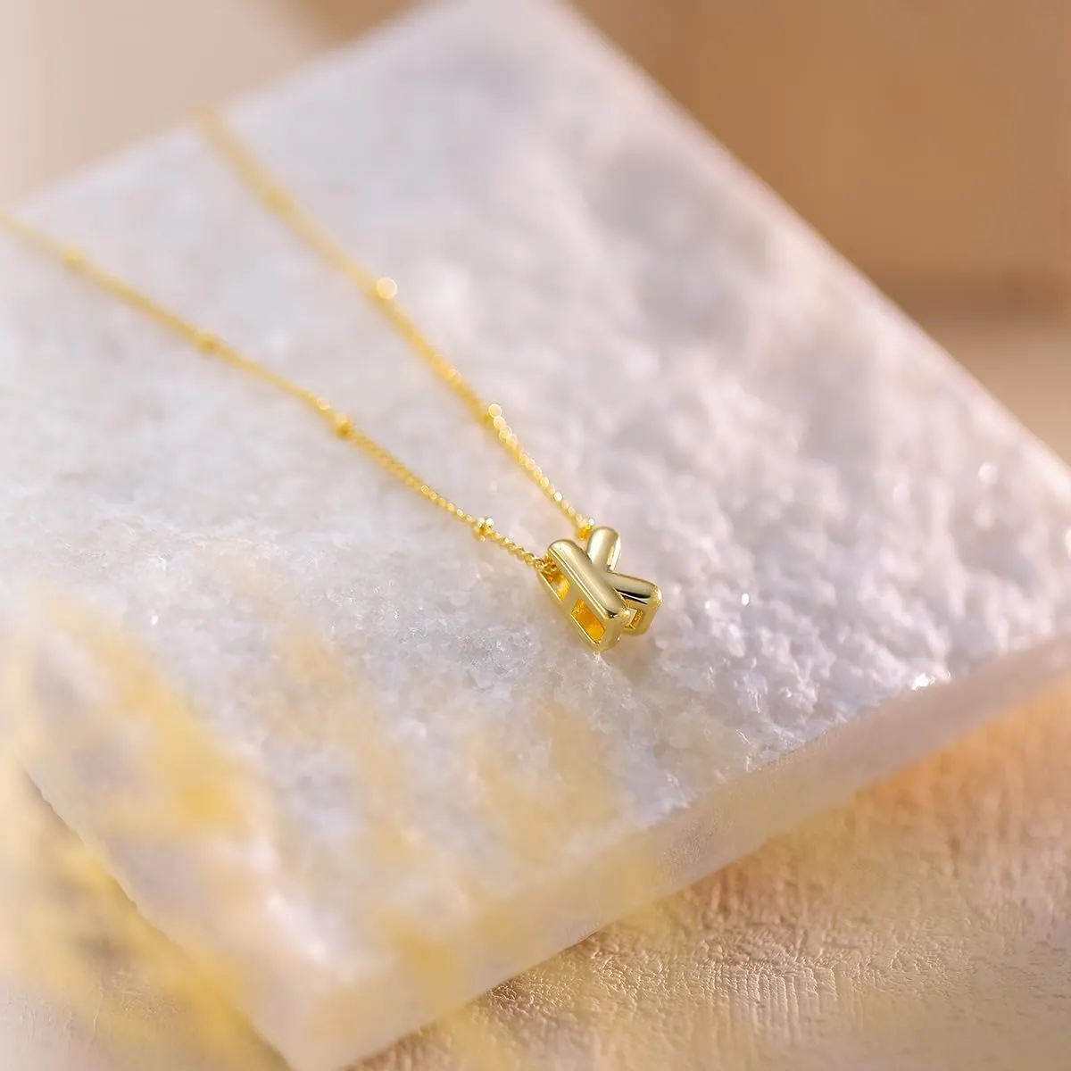 Bubble Letter Necklace Gold, Dainty Initial Necklaces for Women 14K Gold Plated Small A to Z Name Necklace Personalized Simple Initial Pendant Cute Choker Necklaces for Women Trendy Jewelry
