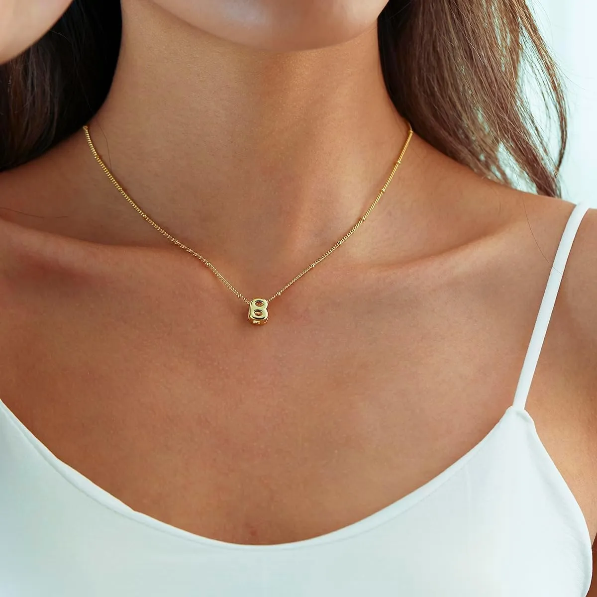 Bubble Letter Necklace Gold, Dainty Initial Necklaces for Women 14K Gold Plated Small A to Z Name Necklace Personalized Simple Initial Pendant Cute Choker Necklaces for Women Trendy Jewelry