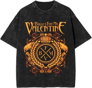 Bullet Rock for My Music Valentine Band Vintage Oversized T Shirt Summer O-Neck Short Sleeves Tshirt Unisex