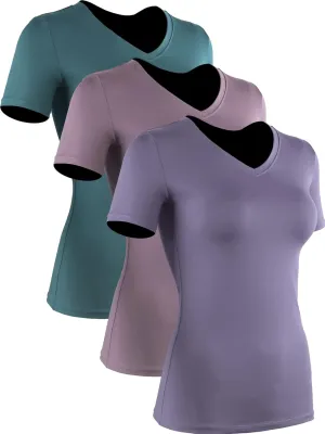 CADMUS 3/4/5 Pack Women's Compression Shirt Running Athletic T-Shirts Workout Tops Baselayer Short Sleeve Yoga Gym Sports