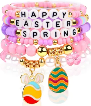 cagulax Gifts for Women - Basket Stuffers Essentials Eggs Charm Garland - Friendship Bracelets Stackable Clay Bead Set Stretch Bracelets String Holiday Decorations Party Favors Fashion Accessories