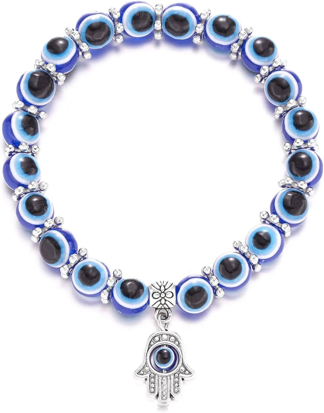 Caiyao Evil Eye Bead Bracelet Stretchy Hamsa Palm of Fatima Hand Butterfly Owl Elephant Tortoise Animal Amulet Bracelet for Women Men Friend Protection Jewelry Good Luck Gift