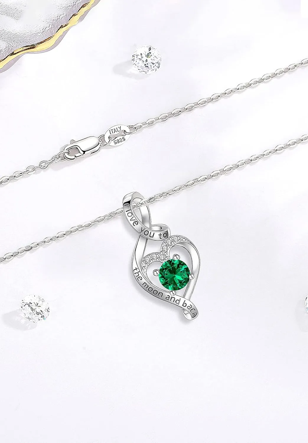 CELESTIA 925 Sterling Silver Birthstone Necklaces for Women - 18 Inch Chain