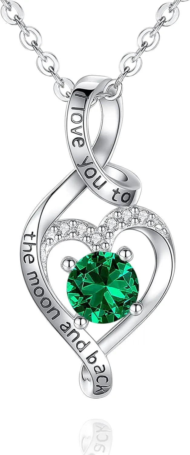 CELESTIA 925 Sterling Silver Birthstone Necklaces for Women - 18 Inch Chain