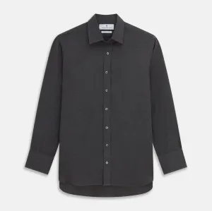 Charcoal Cotton and Wool Blend Regular Fit Mayfair Shirt