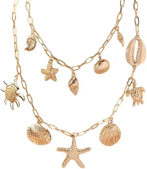 Charm Necklace for Women Chunky Plated Necklace Evil Eye Sun Pendant Statement Rhinestone Chain