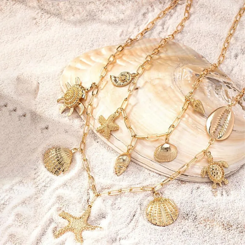 Charm Necklace for Women Chunky Plated Necklace Evil Eye Sun Pendant Statement Rhinestone Chain