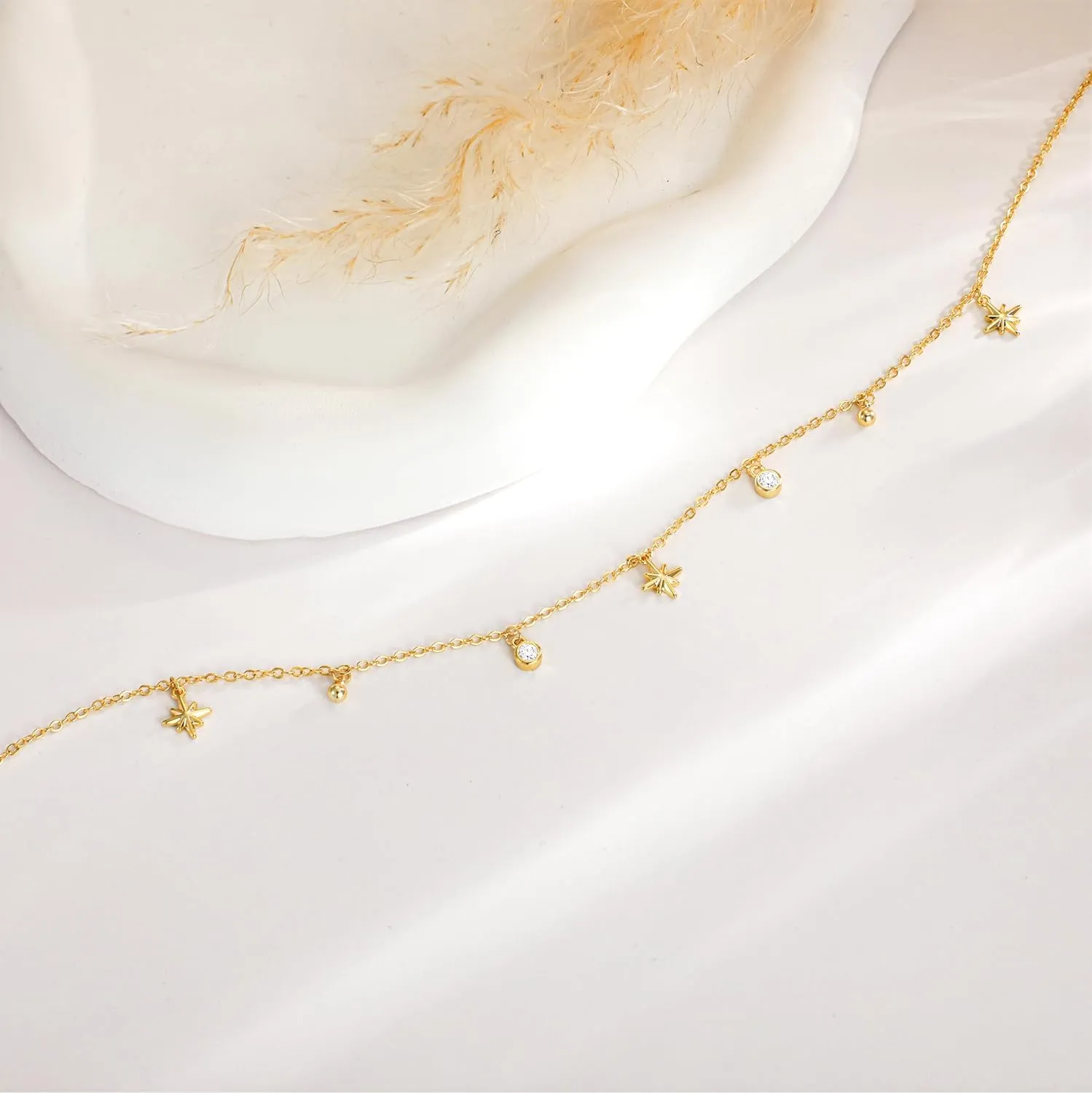 Charm Necklaces for Women, 14K Gold Plated Pendant Necklace, Pearl Cross Heart Sea Shell Star Cowgirl CZ Choker Non Tarnish Paperclip Chain Choker Dainty Simple Necklaces Jewelry for Women