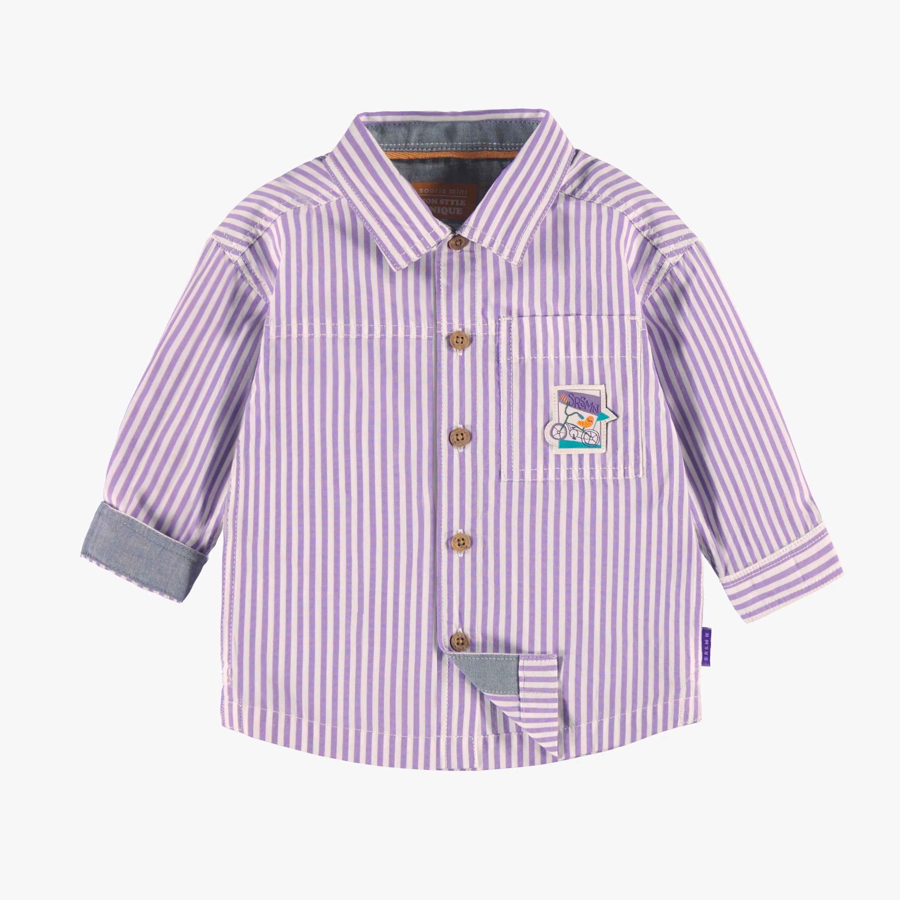 Chemise mauve à rayures, bébé|| Purple striped shirt, baby