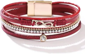 choice of all Leather Wrap Bracelet for Women Men Multilayer Heart Bracelets Rhinestone Cuff Leather Bracelets for Women