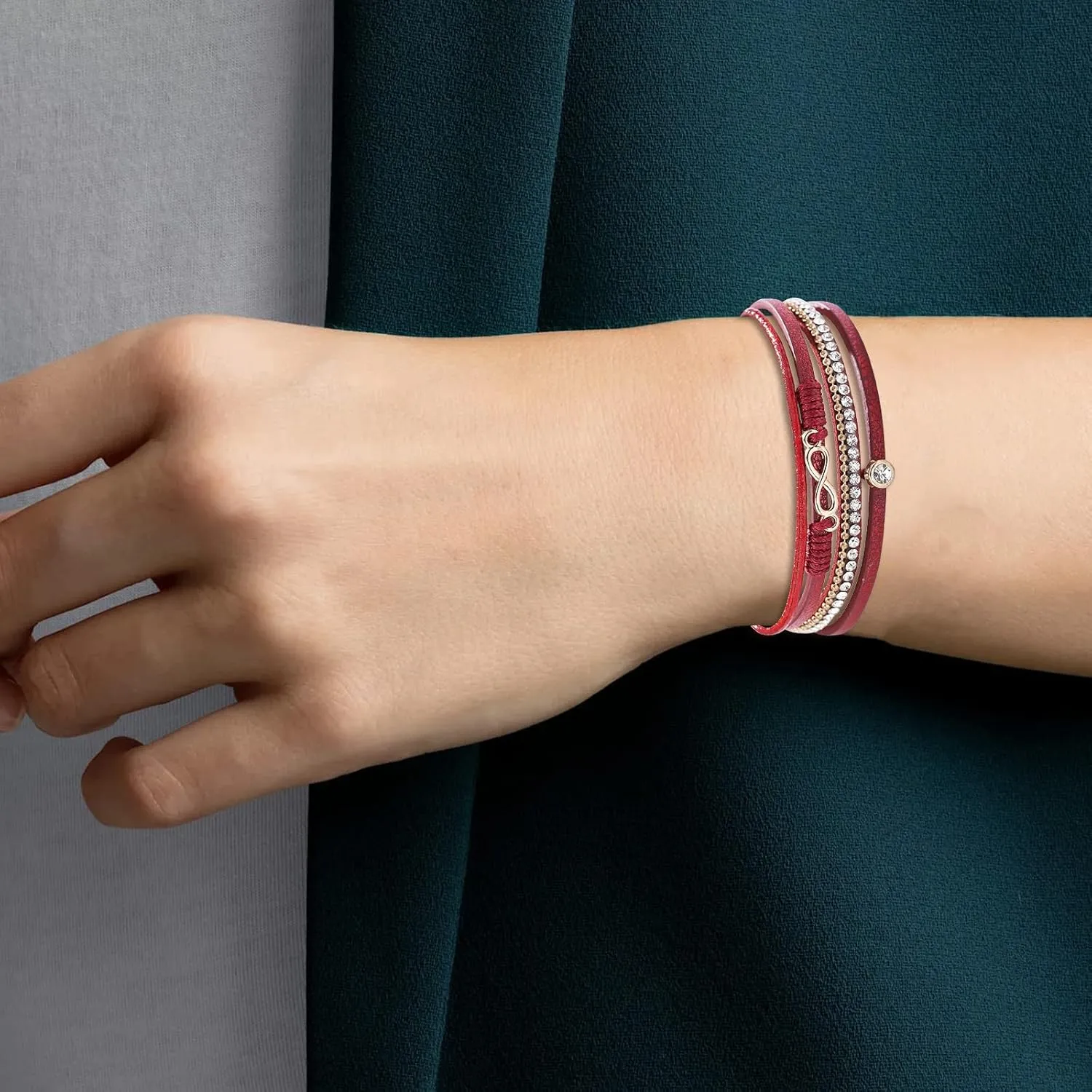 choice of all Leather Wrap Bracelet for Women Men Multilayer Heart Bracelets Rhinestone Cuff Leather Bracelets for Women