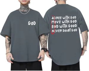 Christian Shirts for Men Inspirational God Faith Jesus Shirt Vintage Oversized Graphic T-Shirts Agree with God Tops