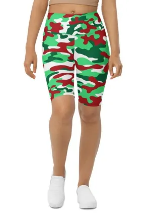 Christmas Camo Biker Shorts