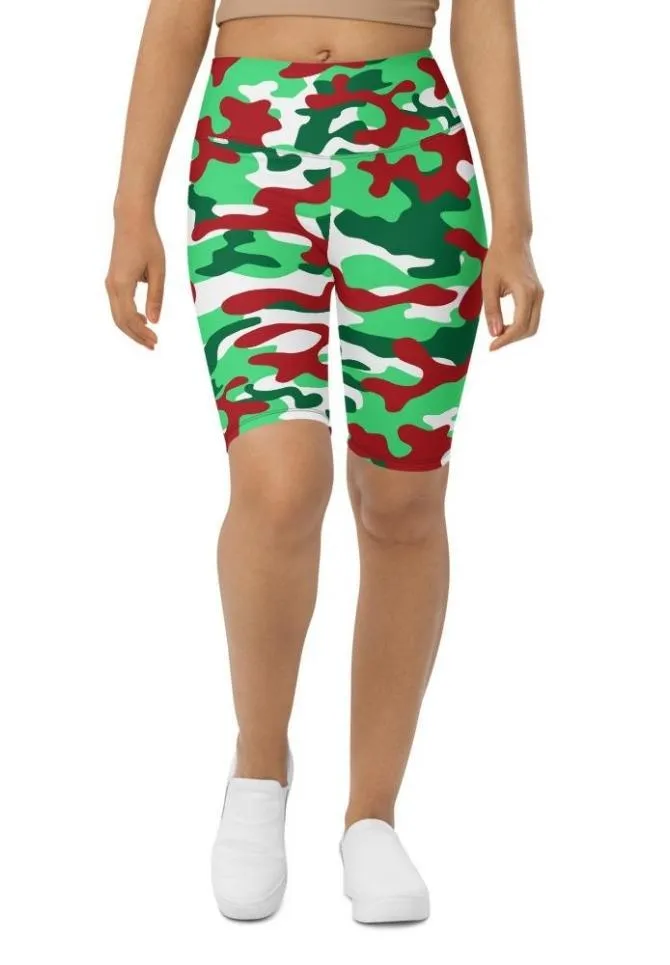 Christmas Camo Biker Shorts
