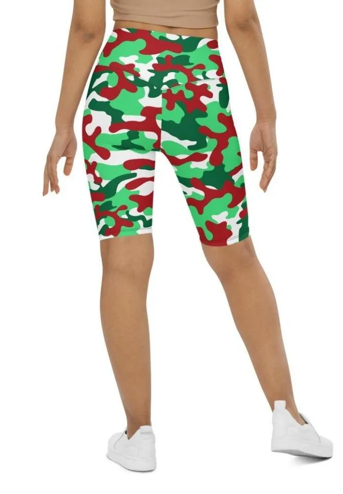 Christmas Camo Biker Shorts