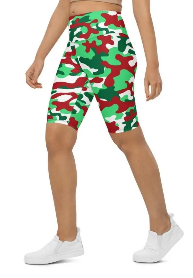 Christmas Camo Biker Shorts