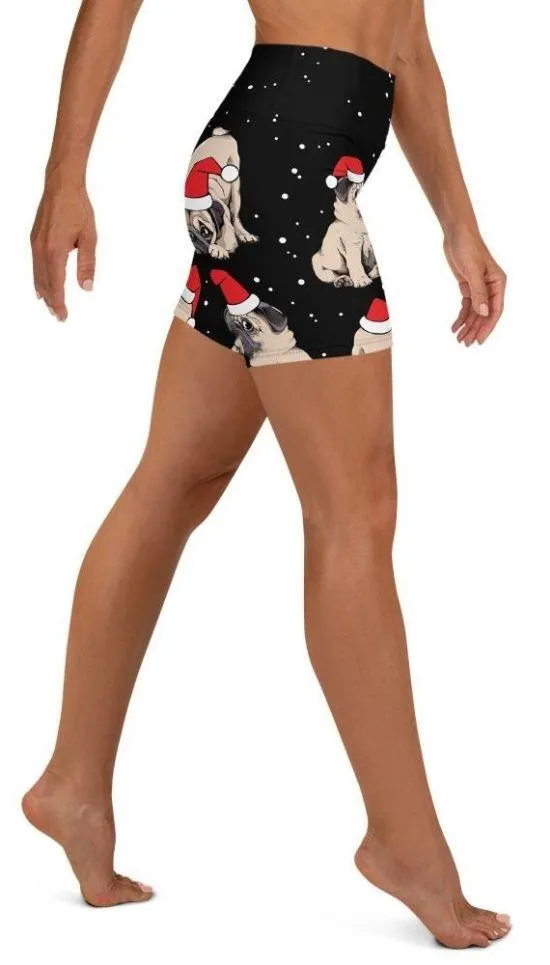 Christmas Pugs Yoga Shorts