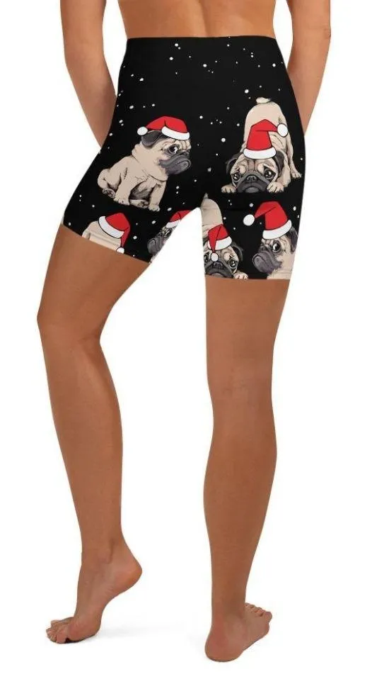 Christmas Pugs Yoga Shorts