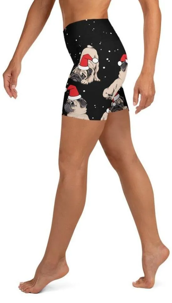 Christmas Pugs Yoga Shorts