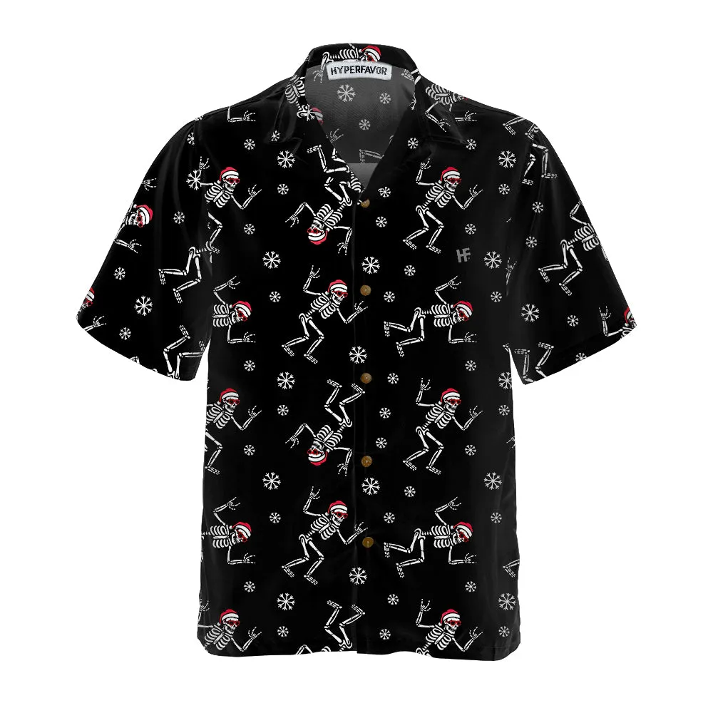 Christmas Rock Hawaiian Shirt, Funny Christmas Skeleton Shirt