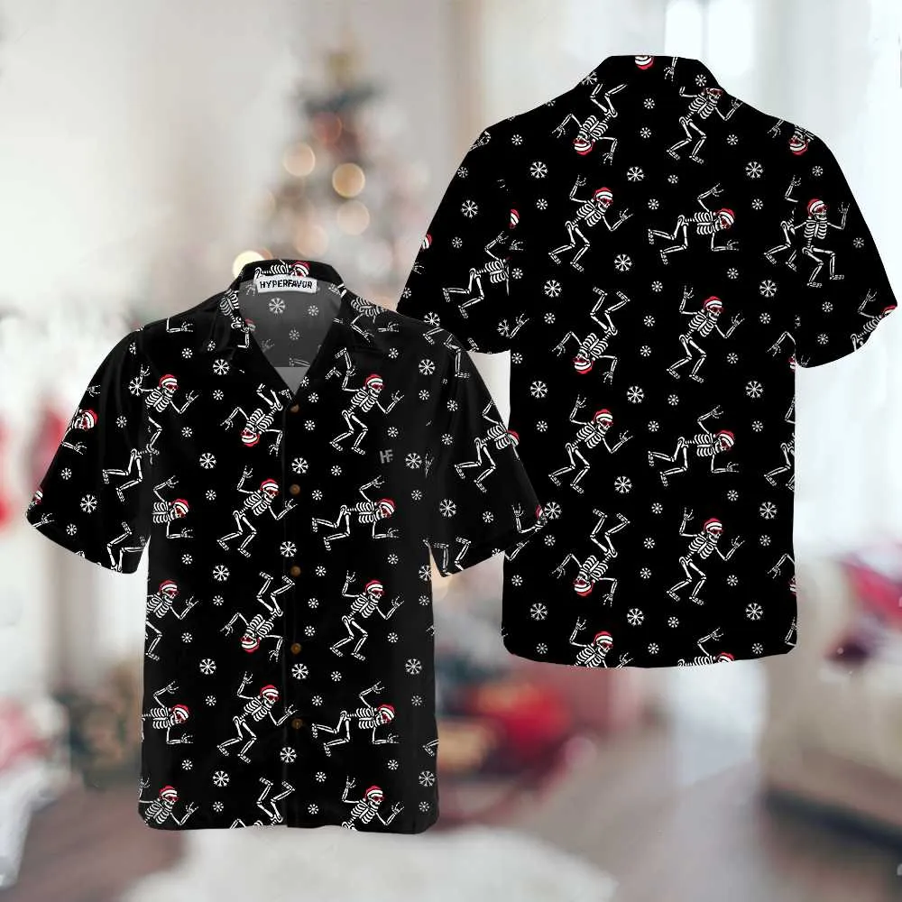 Christmas Rock Hawaiian Shirt, Funny Christmas Skeleton Shirt