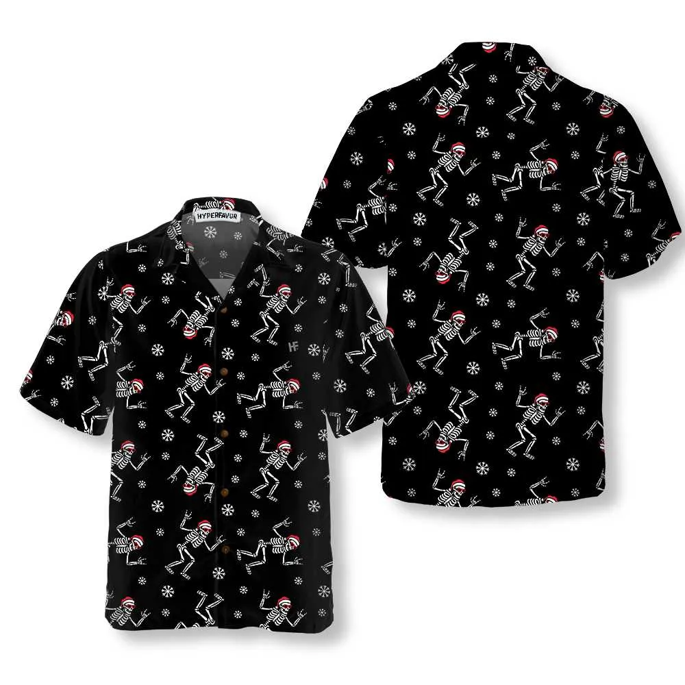 Christmas Rock Hawaiian Shirt, Funny Christmas Skeleton Shirt