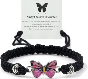 CJIAYUJEW Always believe in yourself Butterfly Bracelet, Cute Butterfly Charm Bracelets Matching Bracelet Friendship Couple Bracelets