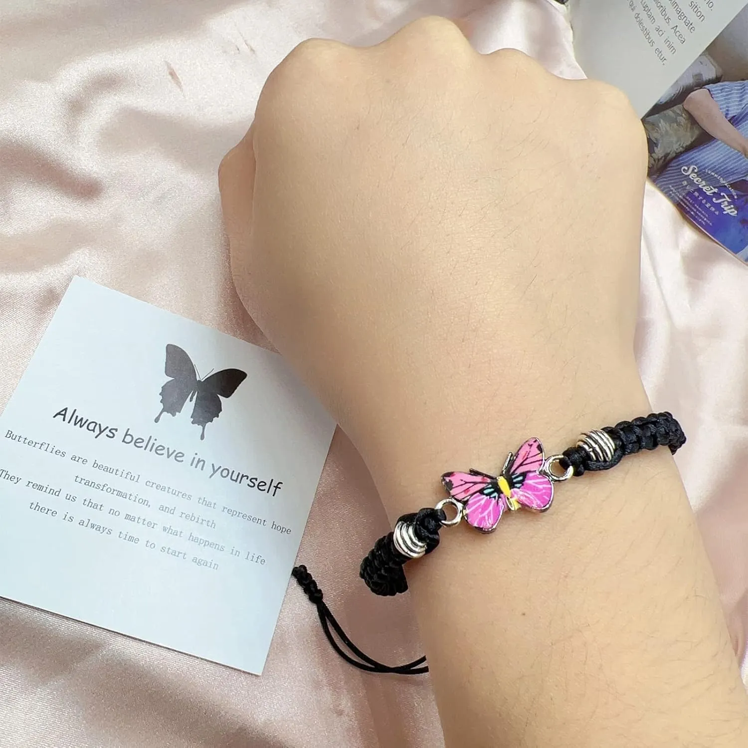 CJIAYUJEW Always believe in yourself Butterfly Bracelet, Cute Butterfly Charm Bracelets Matching Bracelet Friendship Couple Bracelets