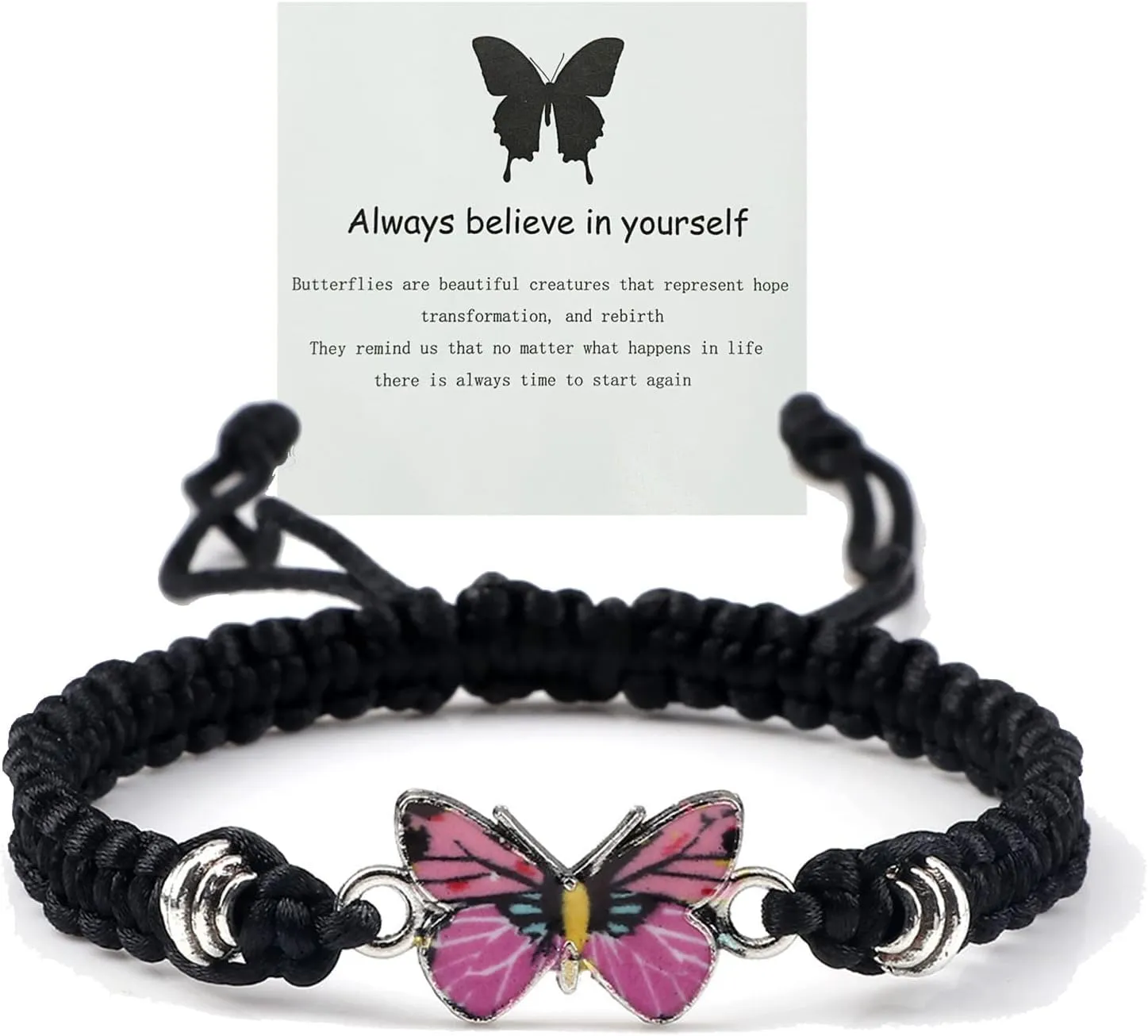 CJIAYUJEW Always believe in yourself Butterfly Bracelet, Cute Butterfly Charm Bracelets Matching Bracelet Friendship Couple Bracelets