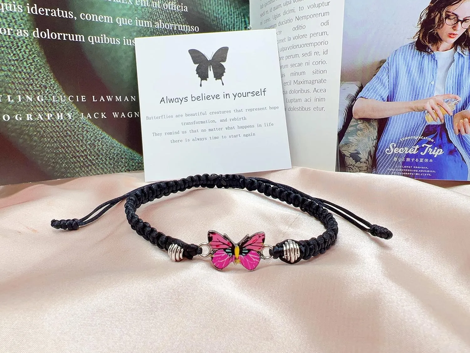 CJIAYUJEW Always believe in yourself Butterfly Bracelet, Cute Butterfly Charm Bracelets Matching Bracelet Friendship Couple Bracelets