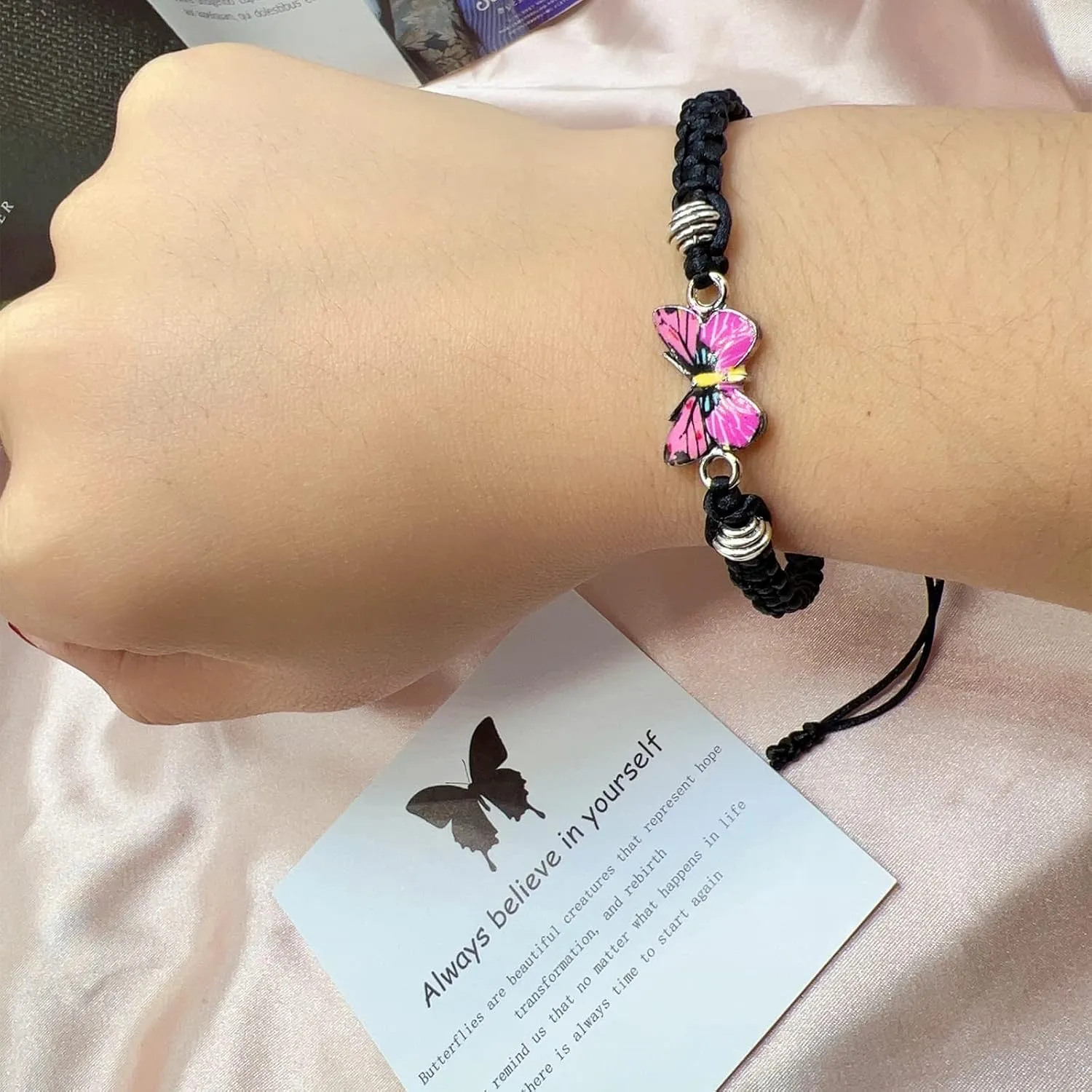 CJIAYUJEW Always believe in yourself Butterfly Bracelet, Cute Butterfly Charm Bracelets Matching Bracelet Friendship Couple Bracelets