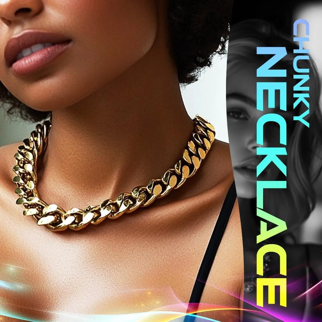 CLOACE Chunky Choker Necklaces Layered Pendant Necklace Chain Punk Thick Necklace Accessories for Women