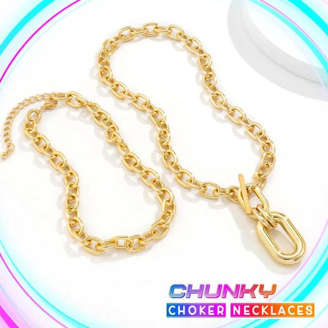 CLOACE Chunky Choker Necklaces Layered Pendant Necklace Chain Punk Thick Necklace Accessories for Women