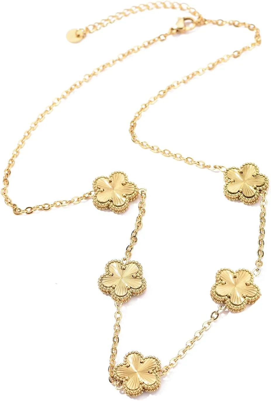 Clover Necklace for Women 18K Gold Plated Stainless Steel Four Leaf Clover Necklace Lucky Simple Dainty Jewelry